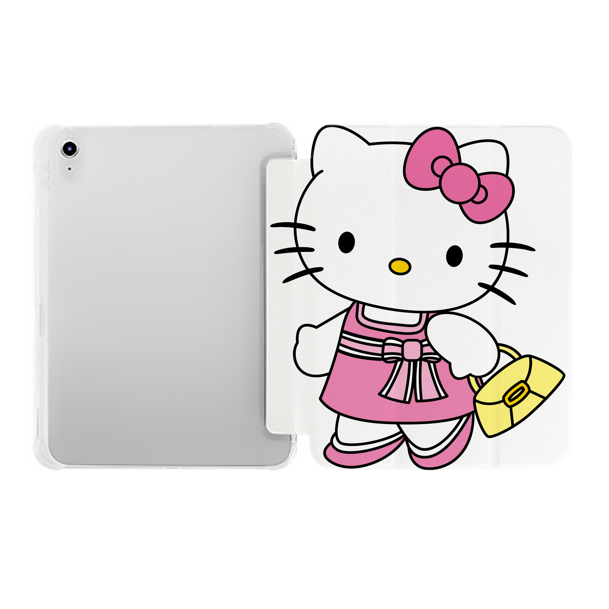 （画像用） Hello Kitty ハローキティ IPad ケース ペン収納付き 三つ折りスタンド PUレザー×シリコン 対応機種9.5/10.5/10.9インチ